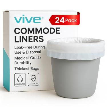 Imagem de Vive Forros de Cômoda para Balde de Cadeira de Toalete de Cabeceira, Comadre(Pacote com 24) - Suprimentos de Cuidador para Vaso Sanitário Portátil - Suprimentos Médicos Descartáveis para Adultos, Capa