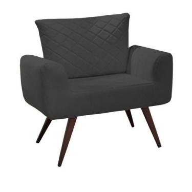 Imagem de Poltrona decorativa Nova Opala pé palito cinza escuro - Roggi HD