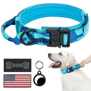 Imagem de Coleira tática para cães Hotsky ajustável militar de nylon azul XL
