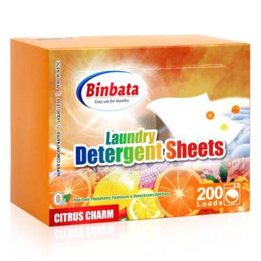 Imagem de Lençóis de detergente para roupa Binbata 200 Loads Citrus Charm Scent