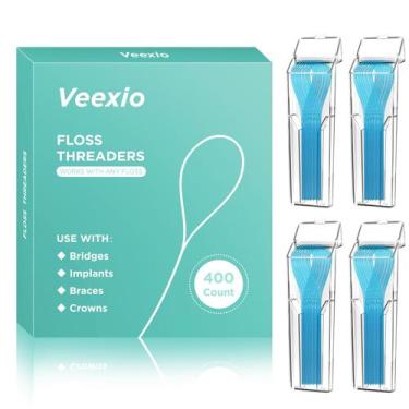 Imagem de Floss Threaders Veexio 400 Count para usar fio dental (pacote com 4)