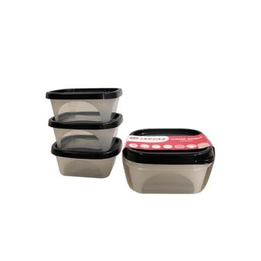 Imagem de Conjunto Com 3 Potes Modelo Roma 390ml Quadrado Mini Pote Plastico
