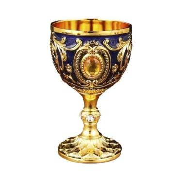 Imagem de Cálice De Metal Vintage Gravado À Mão, Taça De Vinho Medieval Estilo E