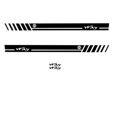 Imagem de Kit 4 Adesivos Faixa Lateral Fiat Uno Mille Way - Preto - Jhow Adesivo