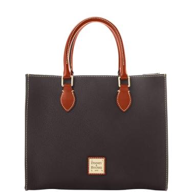 Imagem de Dooney & Bourke Bolsa feminina Janine em couro granulado, bolsa grande com alça de ombro ajustável e destacável, preta