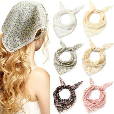 Imagem de Bandanas de cabelo, lenço de cabeça, Dingion Floral Chiffon, feminino