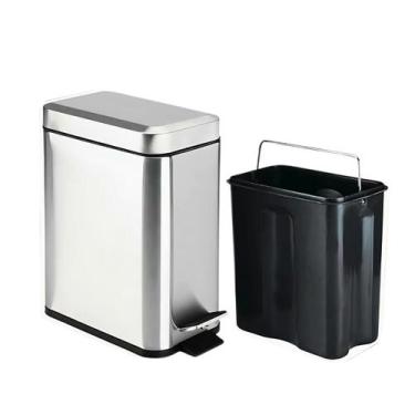 Imagem de Lixeira Cesto Lixo Slim Inox Com pedal Para Banheiro 5 Litros - Wincy