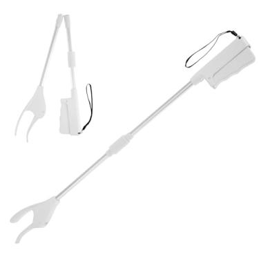 Imagem de Cabo longo retrátil de 35,8 a 60,5 cm para idosos, dispositivo de assistência de sapatos para tênis, funil de sapato estendido, Branco, Large