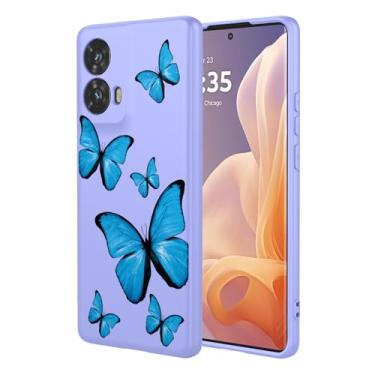 Imagem de KOARWVC Capa de celular para Moto Edge 50 Fusion, capa Motorola Edge 50 Fusion, linda estampa de borboleta, capa protetora de TPU macio para Motorola Edge 50 Fusion borboleta roxa