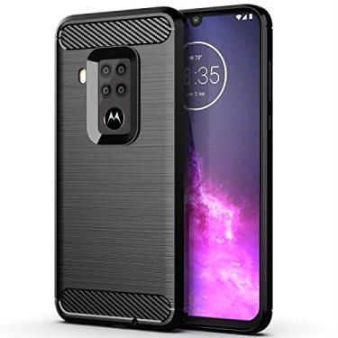 Imagem de Osophter Capa para Motorola Moto One Zoom, Motorola Moto One Pro, capa protetora de borracha TPU flexível com absorção de choque para celular Moto One Zoom (preto)