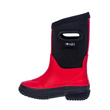 Imagem de OAKI Botas de chuva infantis, de neoprene, botas de neve, botas de lama, Vermelho, 7 Toddler