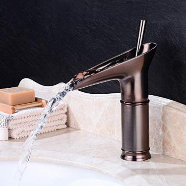 Imagem de Torneiras, estilo europeu cachoeira formiga quente e fria todo bronze lavar seu rosto bacia torneira de água acima do balcão banheiro retrô hotel hotel clube torneira/24 cm/a