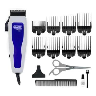 Imagem de Máquina De Cortar Cabelo 220v Wahl Home Cut 8 Pentes Tesoura Azul, 220