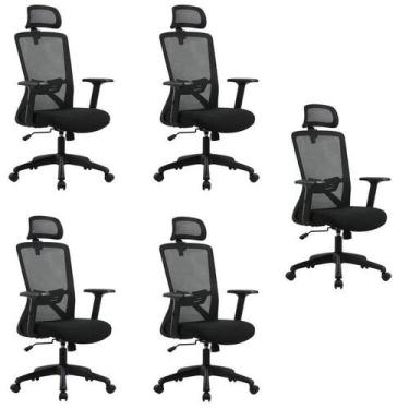 Imagem de Kit com 5 Cadeiras para Escritório Presidente NR17 Office Dallas - Esp
