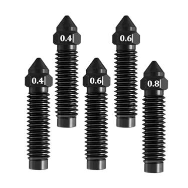 Imagem de IdeaFormer-3D Kit de bicos de carbono Centauri: 2 bicos de 0,4 mm, 2 bicos de 0,6 mm e 1 bico de 0,8 mm em aço endurecido para extrusora e hotend Elegoo Centauri