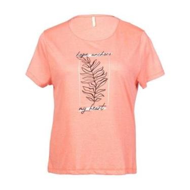 Imagem de Blusa Feminina Rechsul Plus Size Estampa Floral Salmão/Preto-Feminino