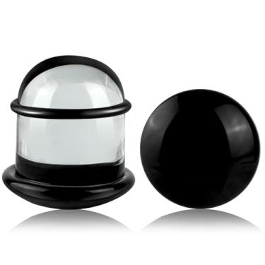 Imagem de WINSENET Kit de alongamento de orelha de vidro 14-22 mm plugues para medidores de orelhas com anéis de borracha, kit de alongamento de orelha de vidro alargador de orelha para mulheres e homens