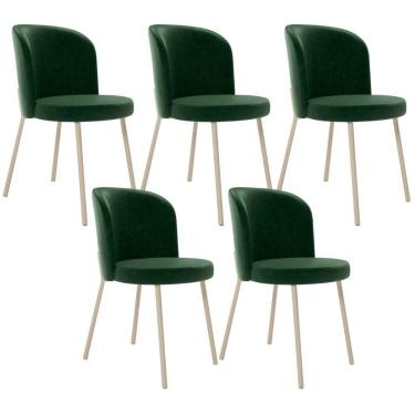 Imagem de Kit 5 Cadeiras Sala De Jantar Estofada Gavi Arena L02 Couríssimo Verde Musgo Lyam Decor