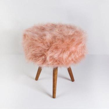Imagem de Puff Decorativo Banqueta Dóris Redondo Pelúcia Rose