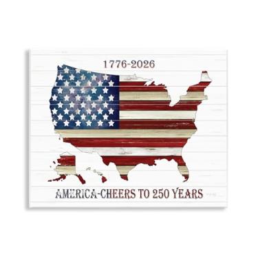 Imagem de Stupell Industries Arte de placa de parede de celebração de 250 anos da América, design de Cindy Jacobs, 28 x 35 cm