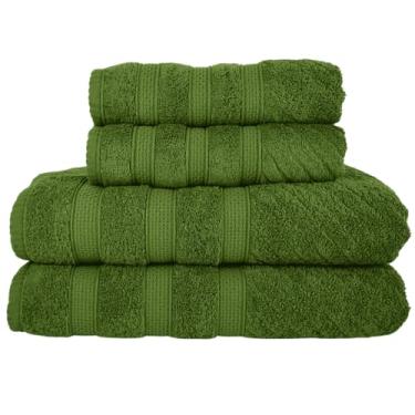 Imagem de Flabom Têxtil, Kit 2 Toalhas de Banho + 2 Toalhas de Rosto Donatella 100% Algodão Variedade de Cores Cor:Verde Vinhedo