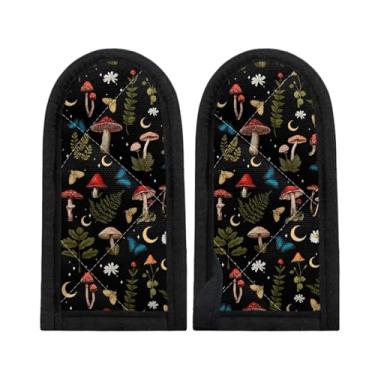 Imagem de Coldinair Capa de alça de frigideira de ferro fundido de borboleta de cogumelo e lua laváveis capas de alça de panela de poliéster resistente ao calor capa de alça de panela de silicone