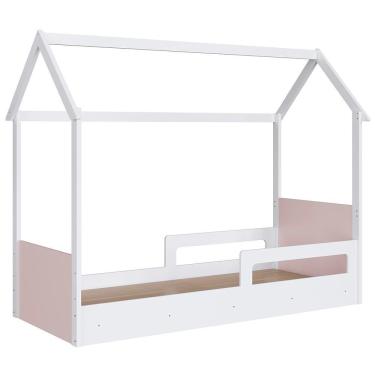 Imagem de Cama Infantil Montessoriana Casinha Infix C06 Branco-rosa - Mpozenato