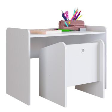 Imagem de Escrivaninha Infantil Com Banqueta Montessoriano Meu Fofinho A05 Branco - Mpozenato