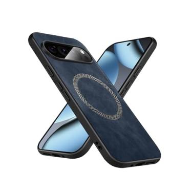 Imagem de Puxssul Capa de couro para Google Pixel 10 Pro XL [compatível com carregamento sem fio Magsafe] Capa fina de couro PU macia à prova de choque para celular Pixel 10 Pro XL 6,8 polegadas 2025 - Azul