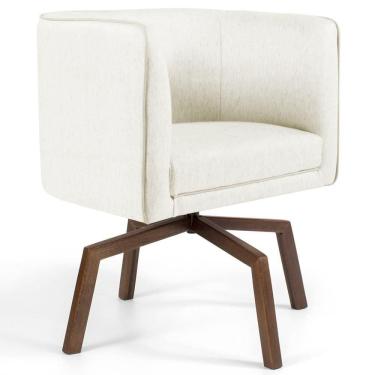 Imagem de Poltrona Decorativa Giratória Base Ka Madeira Betina C-309 Veludo Bege - Domi