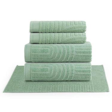 Imagem de Jogo De Banho Dunna Toalhas Macias 100% Algodão Fio Penteado 5 Peças Verde Pistache