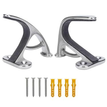 Imagem de KIMIWISE Suporte de parede com suporte de parede de feltro horizontal de metal resistente ganchos de arma para segurança de armazenamento de rifles e espingardas, 1 par (prata)