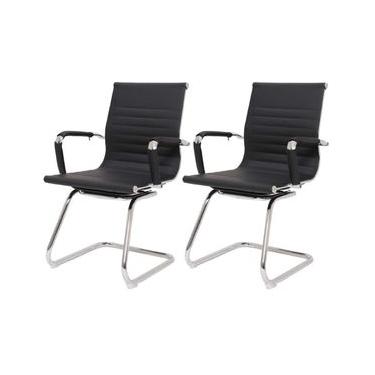 Imagem de Conjunto 2 Cadeiras De Escritório Interlocutor Fixa Charles Eames Eiffel Esteirinha Preto