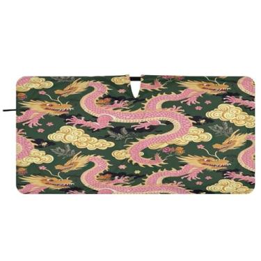 Imagem de ATTX Para-brisa de carro Pink Dragons - 149.9 cmx76.2 cm Universal Sun Shield Visor | Acessórios automotivos refletores de calor para proteção do para-brisa dianteiro #533