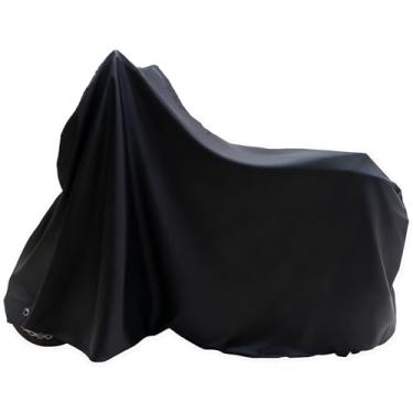 Imagem de AggAuto Capa para motocicleta, proteção à prova d'água, capa de scooter, pequena lona de ciclomotor de motocicleta de 243 cm de altura com furos de bloqueio, acessórios de motor pretos