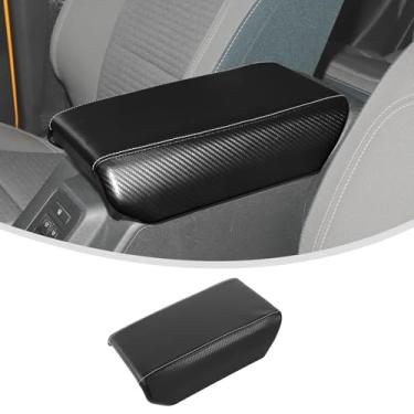 Imagem de Linskip Capa de apoio de braço de console central premium para Ford Bronco & Bronco Raptor 2021-2025+, couro PU e detalhes de fibra de carbono combinando de fábrica – eleve seus acessórios internos