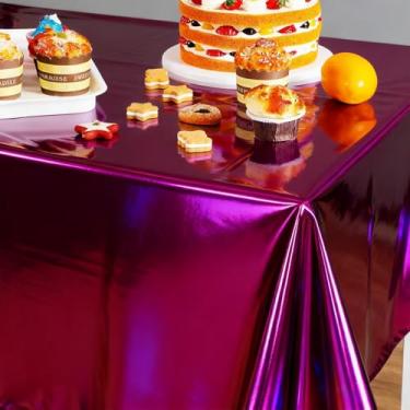 Imagem de Toalhas de mesa de plástico iridescente brilhantes descartáveis retangulares capas de toalha de mesa decoração de festa 54 x 182 cm ZB15