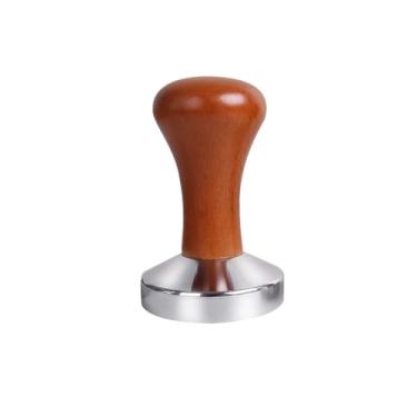 Imagem de Porta-filtro sem fundo de 51 mm - Aço inoxidável 304 e cabo de madeira maciça para máquinas de café expresso.(51 mm-Tamper)