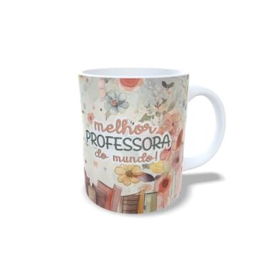 Imagem de Caneca de Cerâmica 325ml Dia dos Professores, Design Floral com Ilustração, Branca (14106)