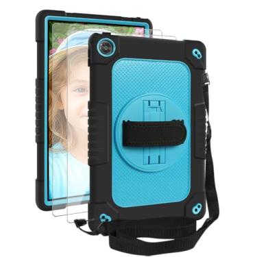 Imagem de Capa para Lenovo Tab M10 Plus 3ª geração vem com 2 peças protetoras de tela, tablet M10 Plus 3ª geração TB-125FU TB-128FU TB-128XU 2022 capa com suporte giratório de mão e alça de ombro 360 (preto