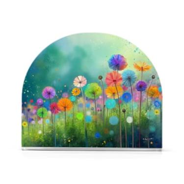 Imagem de Qilmy Porta-guardanapos de acrílico com flores em aquarela, suporte de lenços de mesa independente, dispensador de papel de coquetel para cozinha, jantar, restaurante, bar, decoração, 1 pacote