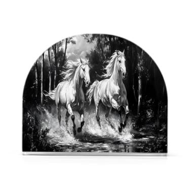 Imagem de JUZIHAI Porta-guardanapos de cavalos de corrida para mesa dispensador de guardanapos de acrílico para mesa suporte de lenços independente para cozinha sala de jantar bar festa decoração de casa