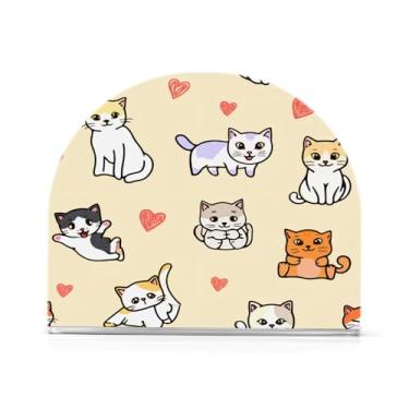 Imagem de Qilmy Porta-guardanapos de acrílico fofos de gatinhos de desenho animado, suporte de guardanapo de coquetel de plástico transparente para mesas de restaurante de cozinha, 1 peça