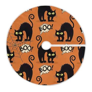 Imagem de JUZIHAI Saia de árvore de Halloween Boo Tapete para árvore de Natal, enfeites de decoração de férias para ambientes internos e externos, 91 cm