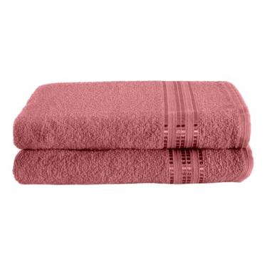 Imagem de Kit 2 Peças Toalha de Banho, 100% Algodão, 125x65cm, Gramatura 260g/m², Hipoalergênica, Uso Diário (Rosa Pitaia)