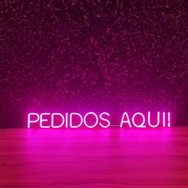 Imagem de Luminária Placa Painel Neon Led - Pedidos Aqui! 80 X 10cm A Escolher Bivolt (Rosa)