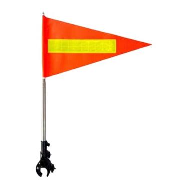 Imagem de MotiveTech Conjunto de Mastro Telescópico para Bandeira de Carrinho de Golfe, Acessório para Suporte de Bandeira para Veículos Elétricos, Tampo Prateado 22x43cm