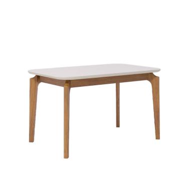 Imagem de Mesa de Jantar Retangular com Tampo de Vidro Off White Ficus Cinamomo 130 cm