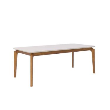 Imagem de Mesa de Jantar Retangular com Tampo de Vidro Off White Ficus Cinamomo 200 cm