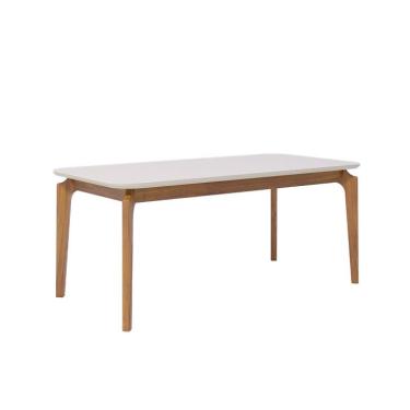 Imagem de Mesa de Jantar Retangular com Tampo de Vidro Off White Ficus Cinamomo 180 cm